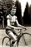 Placeholder: **Background:** Evelyn Wainwright was once a renowned bicycle racer in the 1920s, known for her speed and agility on two wheels. She competed in prestigious races across the United States, winning fame and admiration for her talents. **Appearance:** She has a lean, athletic build, a testament to her years of cycling. Her short-cropped hair, worn for aerodynamics during races, gives her a distinctive and androgynous look. portrait, photo-realistic, shot on Hasselblad h6d-400c, zeiss prime lens,