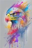 Placeholder: 2:3 Full size, watercolor on transparent background paper, chromatic, zoom, very sharp, splash of colors on a white background, Mixed colors, Sharp American eagle with crown, red eyes, half robot, details on eye, a detailed golden purple sunset fire style, Beach with light blue water, graffiti elements, powerful zen composition, dripping technique, & the artist has used bright, clean elegant, with blunt brown, 4k, detailed –n 9, ink flourishes, liquid fire, clean white background, zoom in,