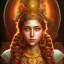 Placeholder: Nayanthara flower goddess , oil painting , golden hour