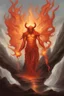 Placeholder: Fantasy art, God of Fire, creature, mythical, magma dripping off the body