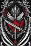 Placeholder: Stylized Emblem of sword, shield. Red, black, white, RWBY animation style