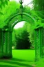 Placeholder: green archway on a fence that has queens park on it~