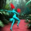 Placeholder: 3D anaglyph red-cyan glasses required to watch T'Pol dressed in coloured feathers doing Baton twirling in the jungle