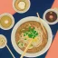 Placeholder: ramen with beer drink