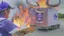 Placeholder: fedex driver with devil horns burns old photos in giant fire