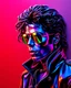 Placeholder: WPAP Pop art style Michael Jackson outside emboss 3d shiny cubis mirrors glass minimalist Neo Surrealisme Unique surrealistic artwork brutal multicolor neon colors,find details,UHD neons