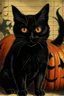 Placeholder: vintage graphic Halloween, black cat