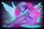 Placeholder: black light art neon colors cute sleeping fairy