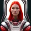 Placeholder: female red haired spaceship captain