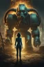 Placeholder: book cover illustration, Nico Belic and woman in fallout 4 setting, bokeh, downlight, prize winning, depth of field, monster in background