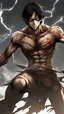 Placeholder: In the heart of the battlefield, Eren Yeager undergoes a profound transformation into his Titan form. The scene is bathed in an otherworldly, powerful light that highlights every intricate detail of his changing anatomy. The transformation is not only physical but also emotional, as Eren grapples with the brutal power surging through him. Describe this awe-inspiring moment with vivid detail, capturing the intensity of the metamorphosis, the emotional turmoil within Eren, and the sheer raw power