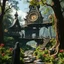 Placeholder: Scene from a modern fantasy movie featuring the "Garden of Practicality", the Clockwork Forest Realm of Ix Chel