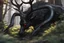 Placeholder: Black Shadow symbiote in 8k realistic anime e drawing style, close picture, Deer them, neon color, antlers deer, intricate details, highly detailed, high details, detailed portrait, masterpiece,ultra detailed, ultra quality