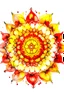 Placeholder: the mandala is red and yellow. watercolor drawing