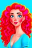 Placeholder: Elsa Ariel Bella Elena,red curly hair 27 years old woman portrait, cute, 3d vector character : disney style : handpainted: digital art