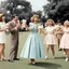 Placeholder: This image captures a comical moment in a 1960s park, where a woman surprises with her dress lifted by the wind while holding an ice cream. In the background, other characters observe the scene with curiosity. Ideal for content about retro humor and sixties fashion.