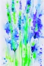 Placeholder: Abstract wet watercolour, blue green stalks delphiniums,