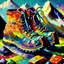 Placeholder: moutain shoes , art, oil colors, bright,