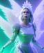 Placeholder: A crystalised queen, atmospheric, realistic, unreal engine, cinematic lighting, octane render. blue, pink, transparency, light, shine,bright, full body, transparent wings, blonde, long hair, nice smile