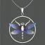 Placeholder: necklace with a simple, elegant design featuring a single, shimmering polyester in dragonfly pendant