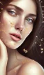 Placeholder: Portrait of beautiful women, correct facial symmetry, golden crown, dark brown hair, dark background, white flowers, loish style, painting, 8k, colorful, brush strokes,