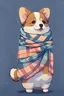 Placeholder: cute anime corgi wearing a scarf and pajamas