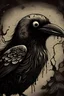Placeholder: create a crow in the style of junji ito