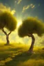 Placeholder: The Olive Trees with Yellow Sky and Sun