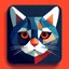 Placeholder: portrait of a cat, an ios app icon, logo, isometric, geometric shapes