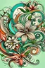 Placeholder: Create a captivating modern tattoo design for a prestigious floral competition using the elegant influences of Art Nouveau, dynamic elements from fashion and design, and bold Pop Art aesthetics.