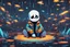 Placeholder: Sans in 8k pixel cartoon artstyle, pixel them, neon effect, close picture, rain, fantasy world, intricate details, highly detailed, high details, detailed portrait, masterpiece,ultra detailed, ultra quality