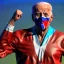 Placeholder: realistic image of joe biden as a mexican wrestling fighter posing outdoors, Mexican eyes wrestling mask, red and blue breeches, retro style, 80s, vibrant color, highly detailed, sky background, concept art, unreal engine 5, god rays, ray tracing, RTX, lumen lighting, ultra detail, volumetric lighting, 3d, finely drawn, high definition, high resolution.