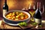 Placeholder: a good garlic Brasov stew with potatoes and a glass of chilled wine