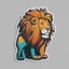 Placeholder: A sticker design in a minimalistic style featuring a caricature lion in vivid colors. The subject is presented alone on a neutral background.