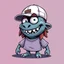 Placeholder: cartoon monster wearing a ballcap and T-shirt on solid color background