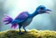 Placeholder: adorable blue and purple bird, elongated like a dino and fluffy like in an dreamlike animation