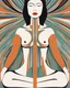 Placeholder: Esboço linear do corpo de uma mulher, with her arms cover her chest line fluid abstract, art style by Coco Vandi, retro minimal, trendy art, art style by Eckhart Tolle and Fabio Hurtado