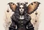 Placeholder: Jean-Baptiste Monge style 19th century hand drawn full body portrait illustration of a walking hybrid Polyphemus moth goth girl, with highly detailed facial features with multi cellular eyes, drawings, 8k, vibrant natural colors,