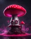 Placeholder: A solitary floating mushroom house on a clear night. silver and red and pink, Dark cosmic interstellar. Detailed Matte Painting, deep color, fantastical, intricate detail, splash screen, hyperdetailed, insane depth, concept art, 8k resolution, trending on Artstation, Unreal Engine 5, color depth, backlit, splash art, dramatic, High Quality Whimsical Fun Imaginative Bubbly, perfect composition