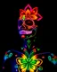 Placeholder: Woman meditation pose face skull painting art and full body all to the feet woman body painting art patterns flower,butterfly, body painting art glowing in the dark vibrant fluorescent neon bright light colors,very hard darkness black room background