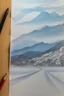 Placeholder: Rolling hills, lake, winter, snow, sunrise Modifiers: smooth intricate high definition beautiful lighting pencil sketch watercolor polished warm light watercolor and ink LNF