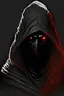 Placeholder: Dark warrior, black robe, not visible face, comic style, red eyes