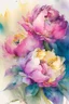 Placeholder: peonies, watercolor painting, ultrasharp, realistic colors, with some splashes of mixed colors