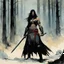 Placeholder: [art by Alex Maleev] THE DEATH DEALER: tribeless barbarian in a large forest that, after the end of the Ice Age, will one day become the Mediterranean sea. When the Mongol-esque Kitzaak Horde invade the forest, various parties try to recruit Gath's aid to defend against them. One of them, the beautiful sorceress Cobra, gives Gath a helmet possessed by the god of death. The helmet gives him godlike power but at the same time tries to break Gath to its will. With the help of the worldly travelling