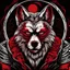 Placeholder: wolfman art illustration black background red and white color