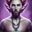 Placeholder: profile picture of man with short black hair with red streaks, with purple dragon horns on top of his head, looking mischievous