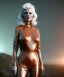 Placeholder: retro sci-fi portrait image from 1980, supermarket parking explosion, fire, scared people, blonde woman walking, sweet Kate moss face, tight latex suit, soft color, highly detailed, unreal engine 5, ray tracing, RTX, lumen lighting, ultra detail, volumetric lighting, 3d, finely drawn, high definition, high resolution.