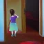 Placeholder: Distant Painting of a little girl walking out of a room