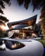 Placeholder: Hyperrealistic photography of a modern country house, ultra warm, incredible work of art, vista exterior, estilo Zaha Hadid