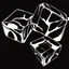 Placeholder: a HAND DRAWN BLACK AND WHITE ICE CUBE SITTING ON A SLICK BLACK SURFACE